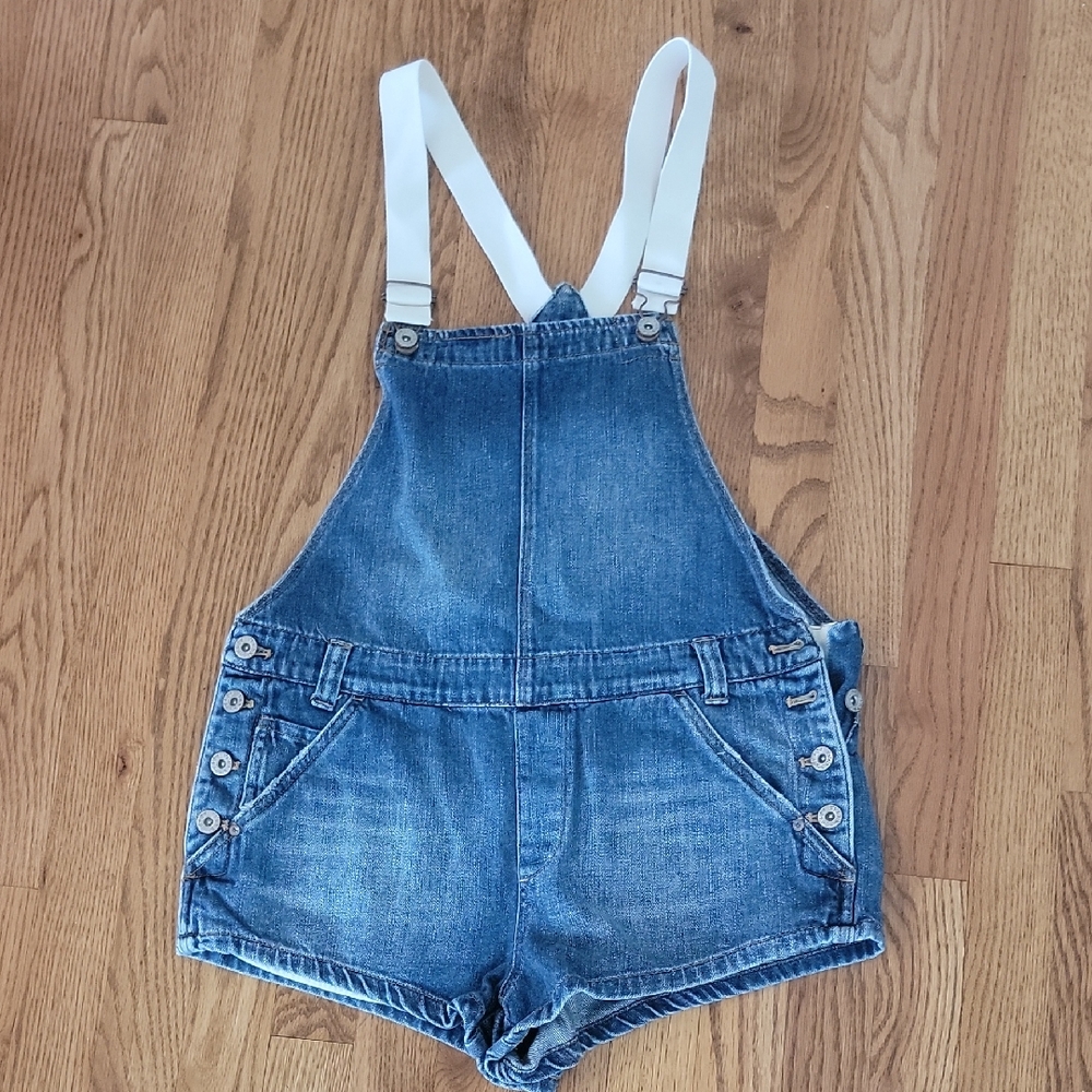 Free People Denim Overalls with White Straps SZ 26